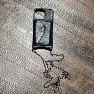 Bandolier crossbody Black Phone Case with Chain